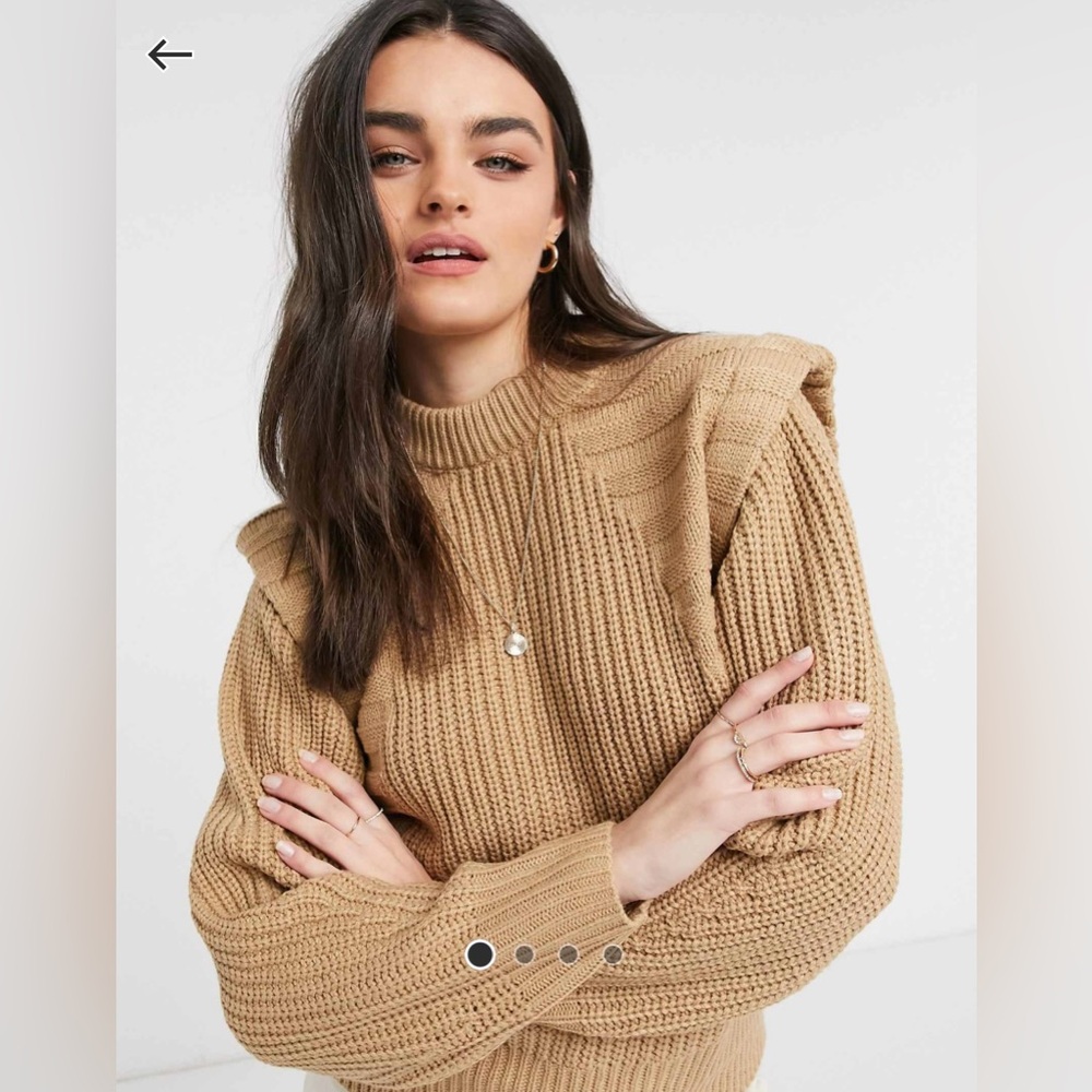 ASOS Tan Crew Neck Sweater with Chunky Ribbed Knit